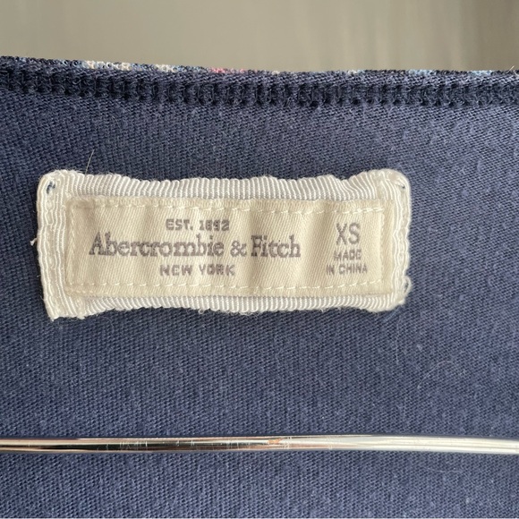 Abercrombie & Fitch Navy Floral Lined 3/4 Sleeve Knee Length Dress Women’s XS - Picture 6 of 7